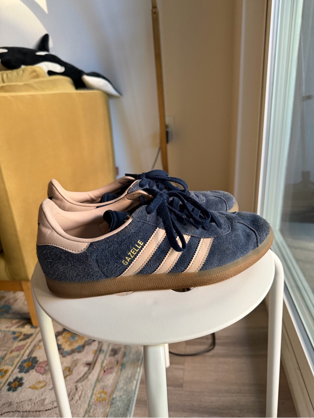 adidas Gazelle Suede Sneakers in Navy and Blush